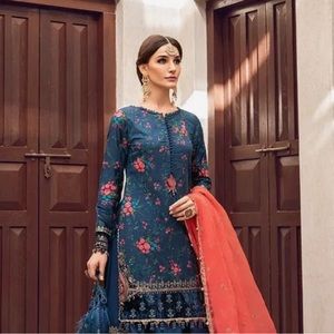 Maria B Pakistani Attire/Navy Blue/Pink
